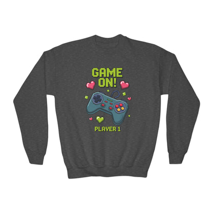Game On Controller Sweatshirt — 'Player 1' Youth Gaming Crewneck TEEZOCA