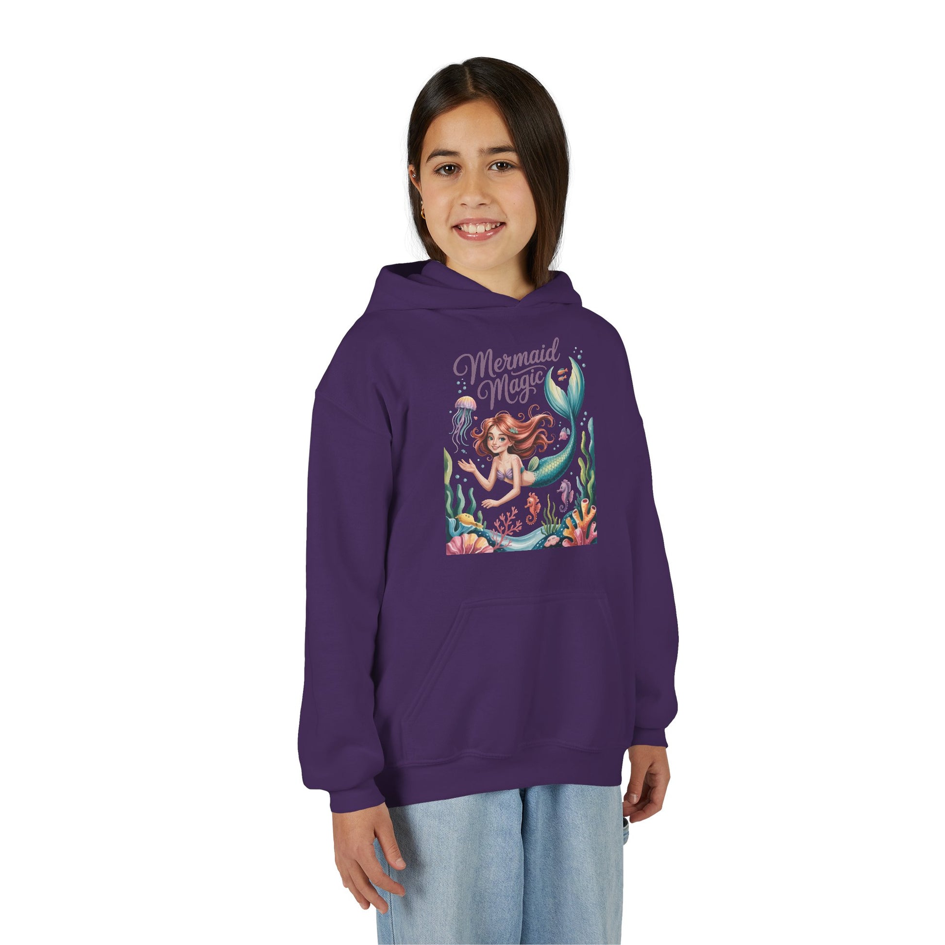 Mermaid Magic Youth Hoodie — Cute Mermaid Graphic Sweatshirt for Kids TEEZOCA