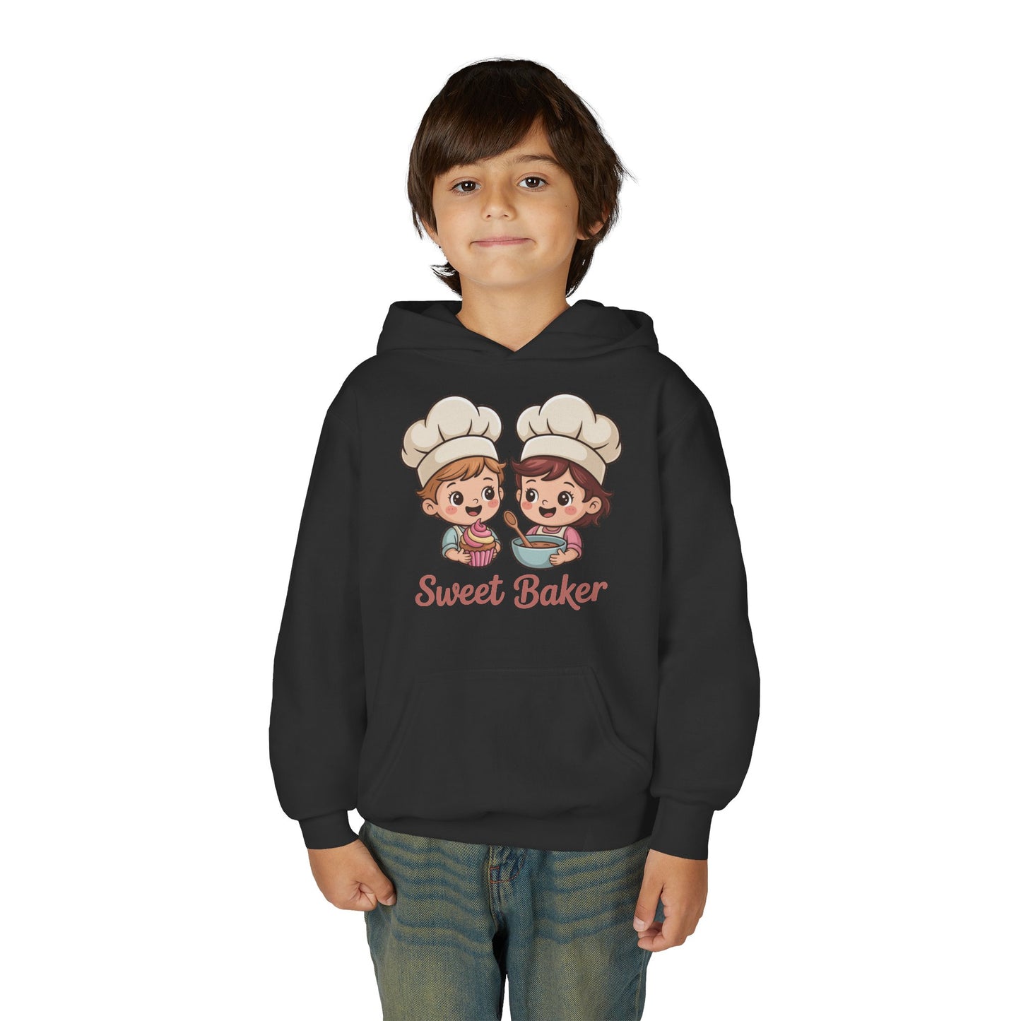 Youth Hoodie — Cute “Sweet Baker” Kids Chef Graphic Sweatshirt TEEZOCA