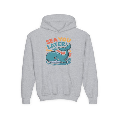 Sea You Later Whale Hoodie — Cute Kids Ocean Graphic Hooded Sweatshirt TEEZOCA