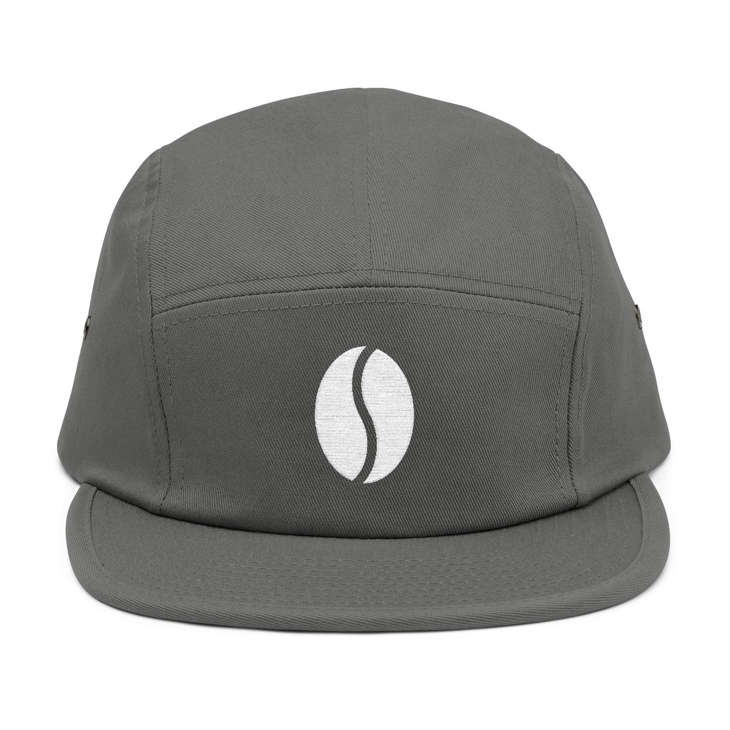 Gray cap. Minimal coffee bean embroidery on 5-panel cap. TEEZOCA