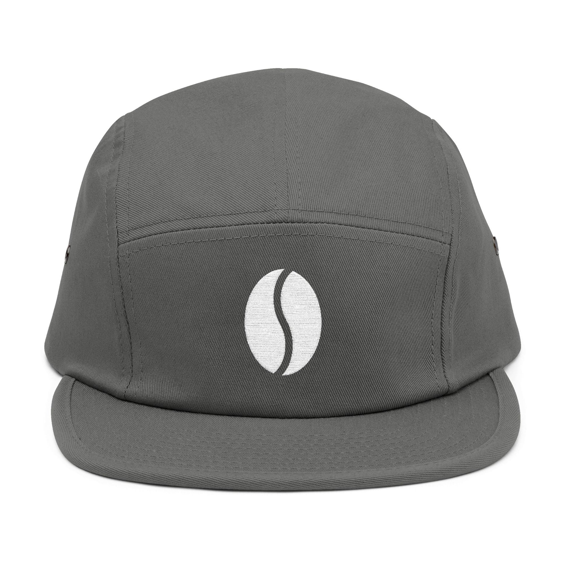 Gray cap. Minimal coffee bean embroidery on 5-panel cap. TEEZOCA