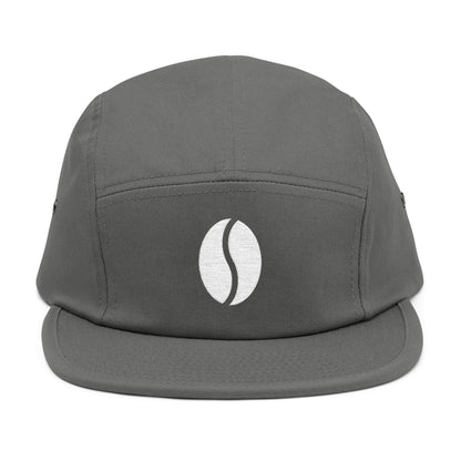 Gray cap. Minimal coffee bean embroidery on 5-panel cap. TEEZOCA