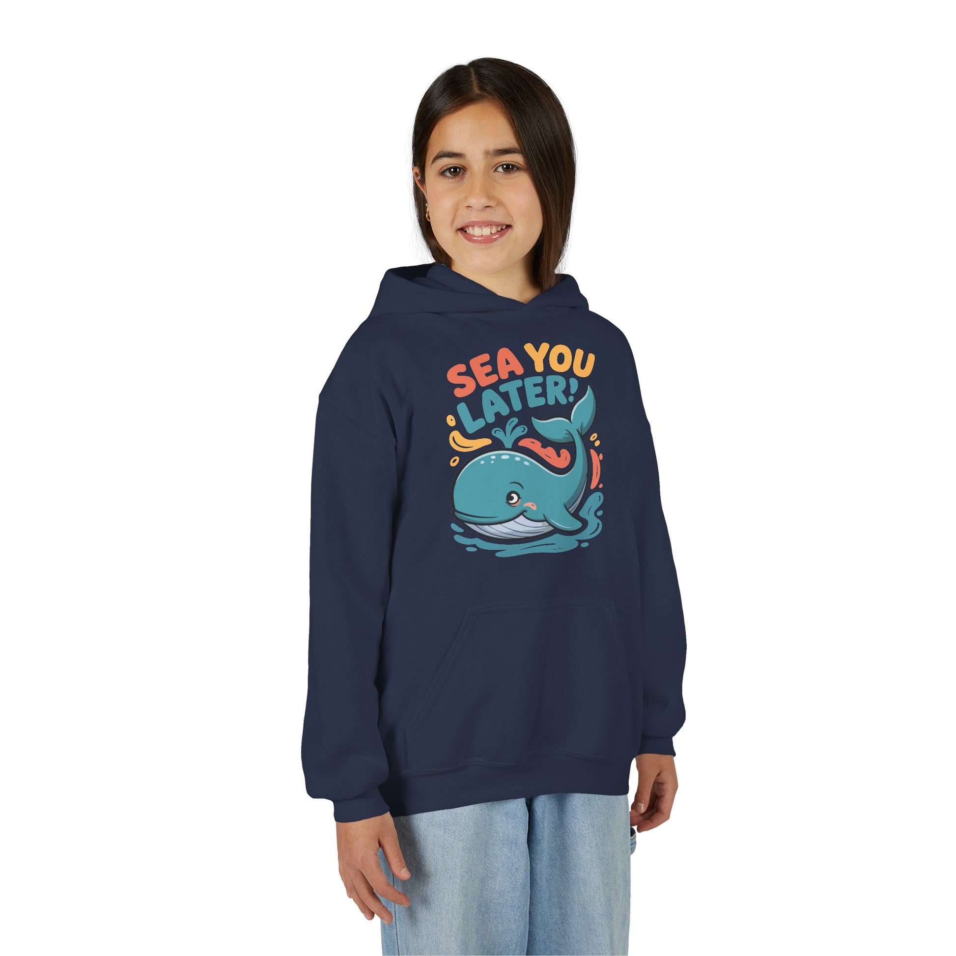 Sea You Later Whale Hoodie — Cute Kids Ocean Graphic Hooded Sweatshirt TEEZOCA