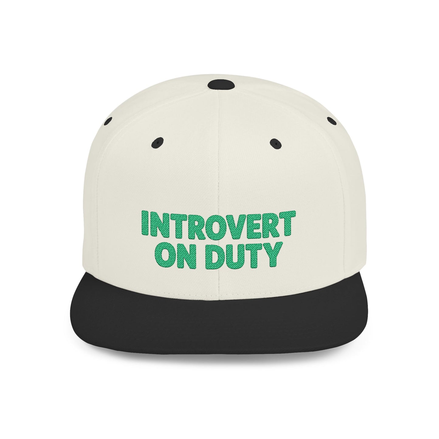 Cap with 'Introvert On Duty' text on a white background