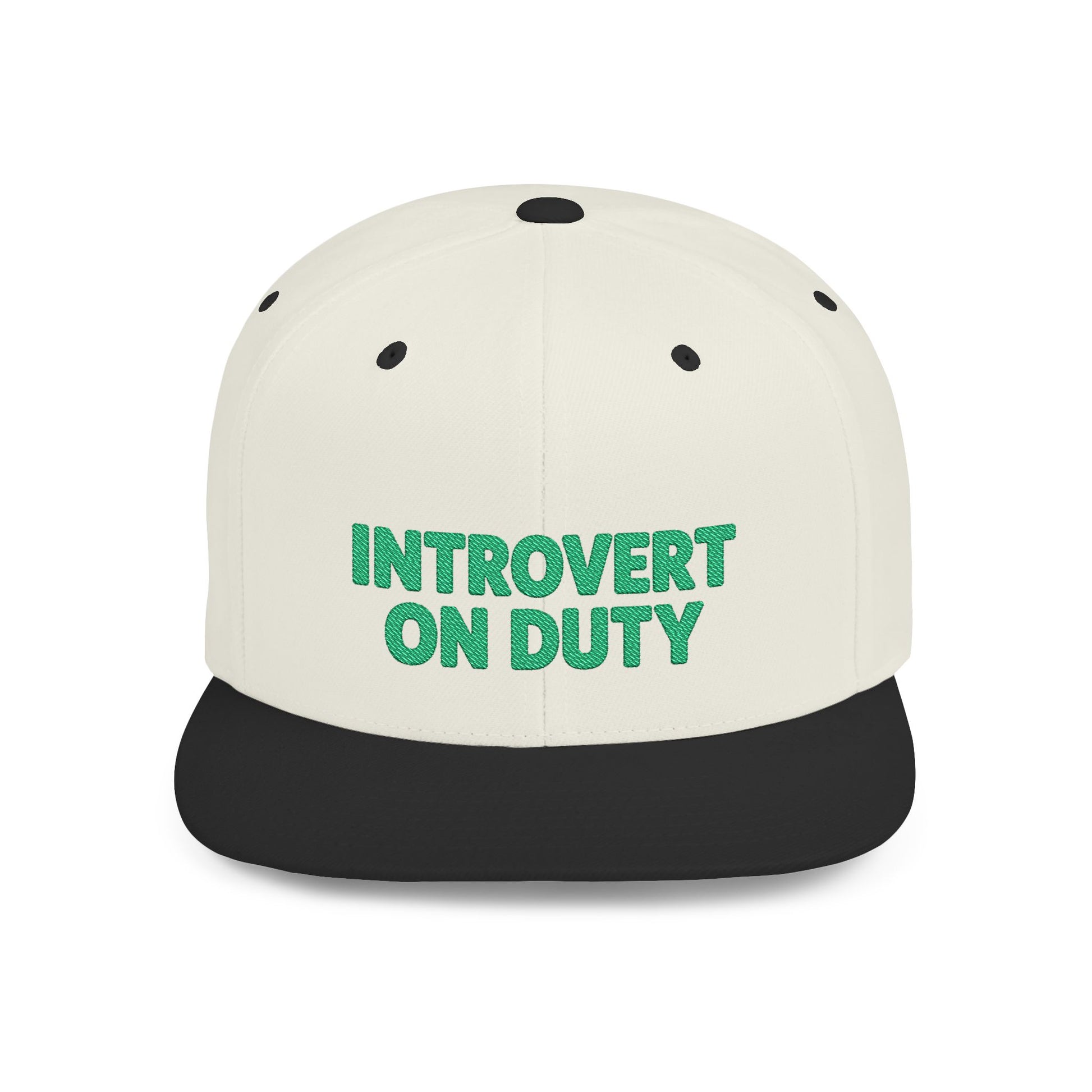 Cap with 'Introvert On Duty' text on a white background
