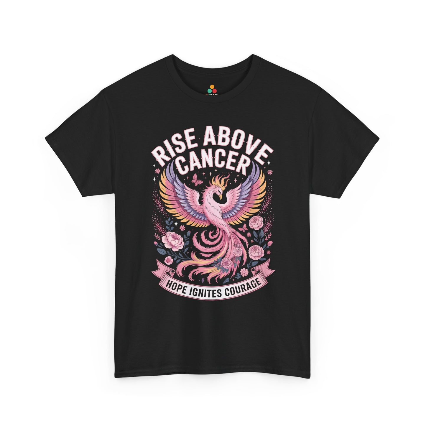 Rise Above Cancer Hope Ignites Courage Breast Cancer Awareness Unisex T-shirt | TEEZOCA 