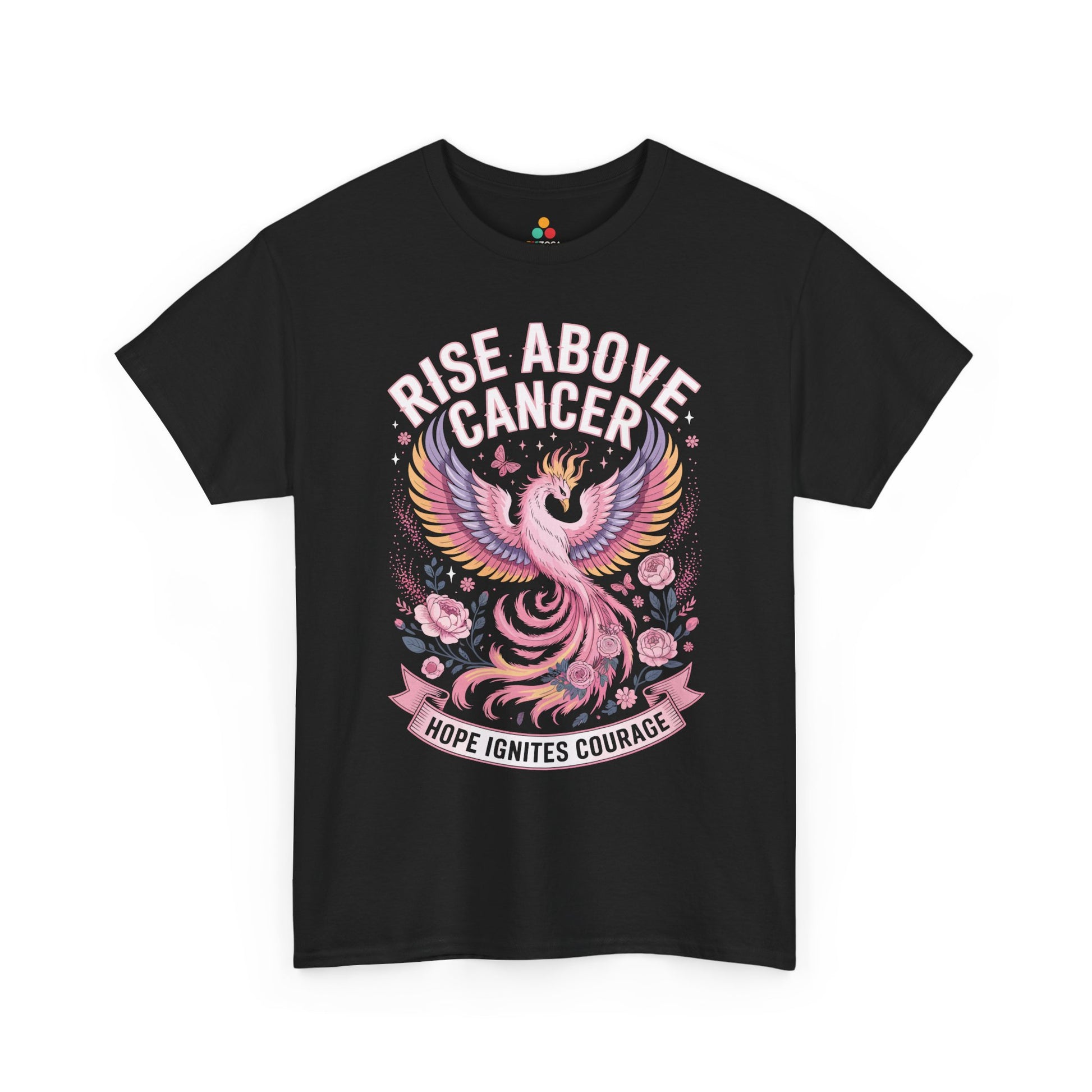 Rise Above Cancer Hope Ignites Courage Breast Cancer Awareness Unisex T-shirt | TEEZOCA 