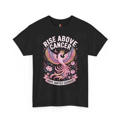 Rise Above Cancer Hope Ignites Courage Breast Cancer Awareness Unisex T-shirt | TEEZOCA 