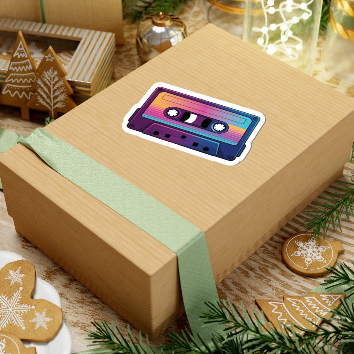 TEEZOCA aesthetic cassette sticker synthwave gradient tape graphic