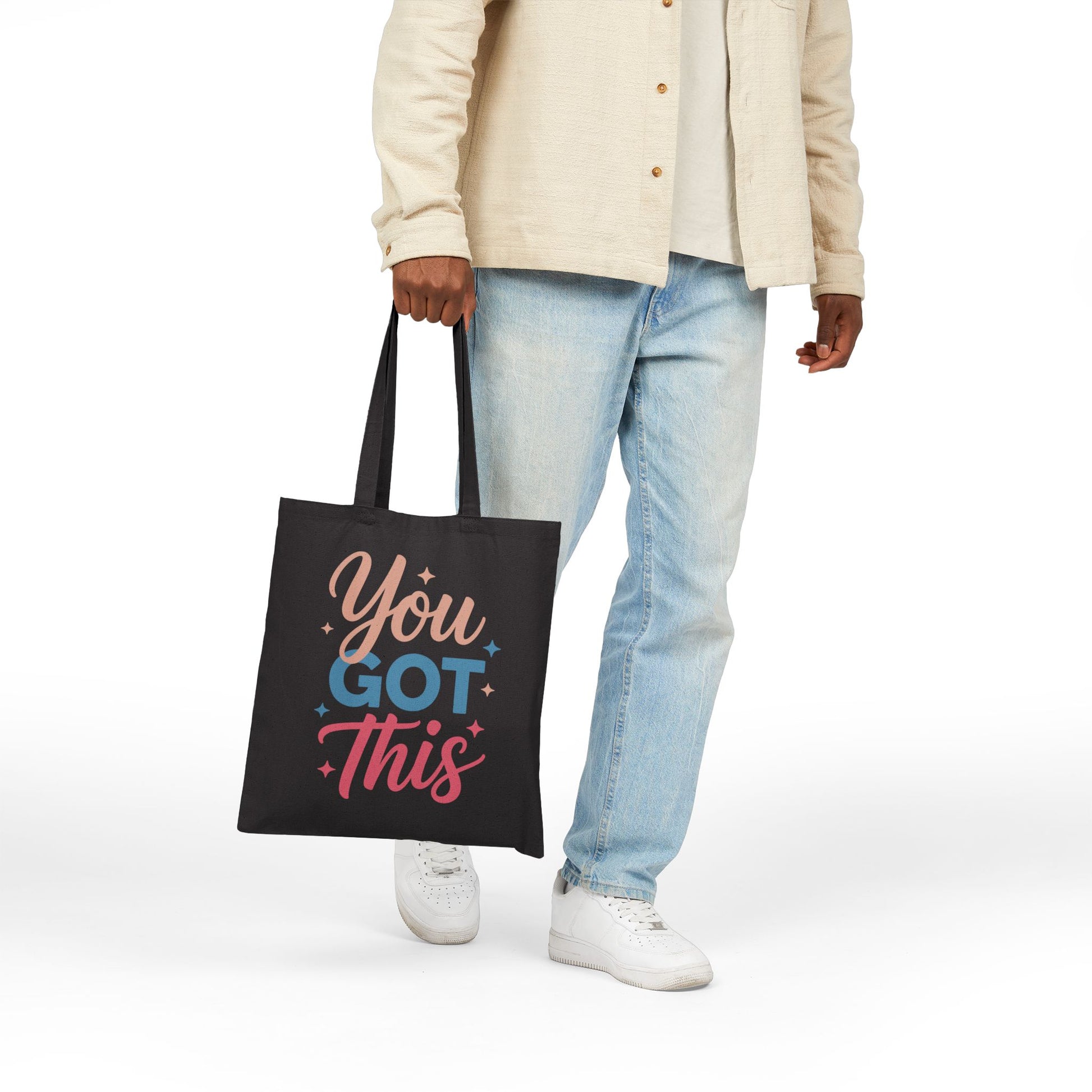 Positive affirmation You Got This lettering design on a modern TEEZOCA tote bag