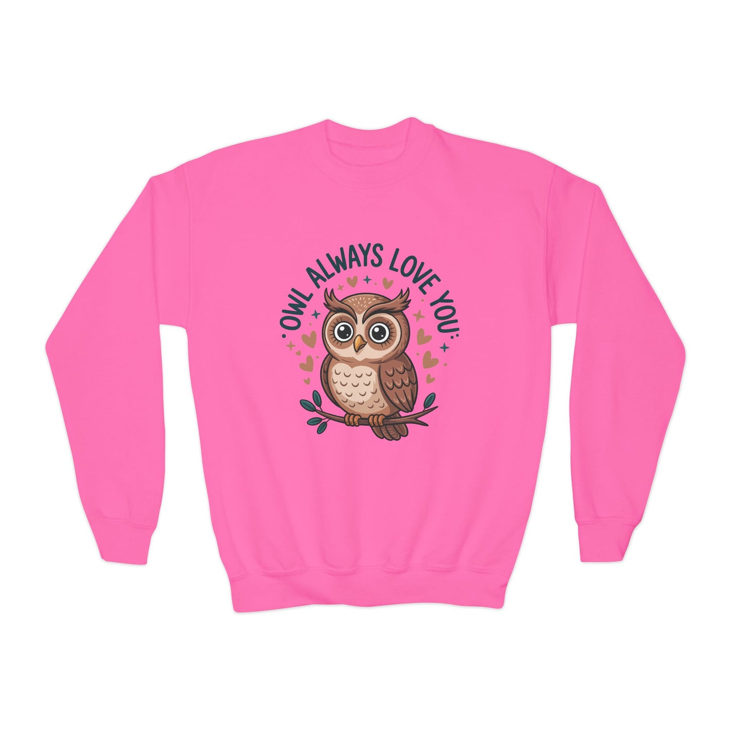Youth Sweatshirt — "Owl Always Love You" Cute Owl Graphic Crewneck TEEZOCA