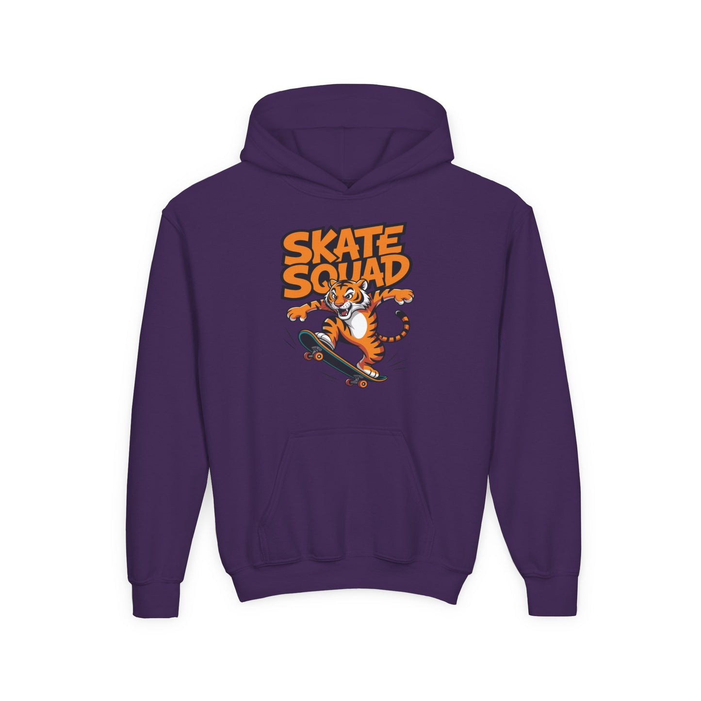 Youth Hoodie - 'Skate Squad' Tiger Skateboard Graphic Pullover TEEZOCA