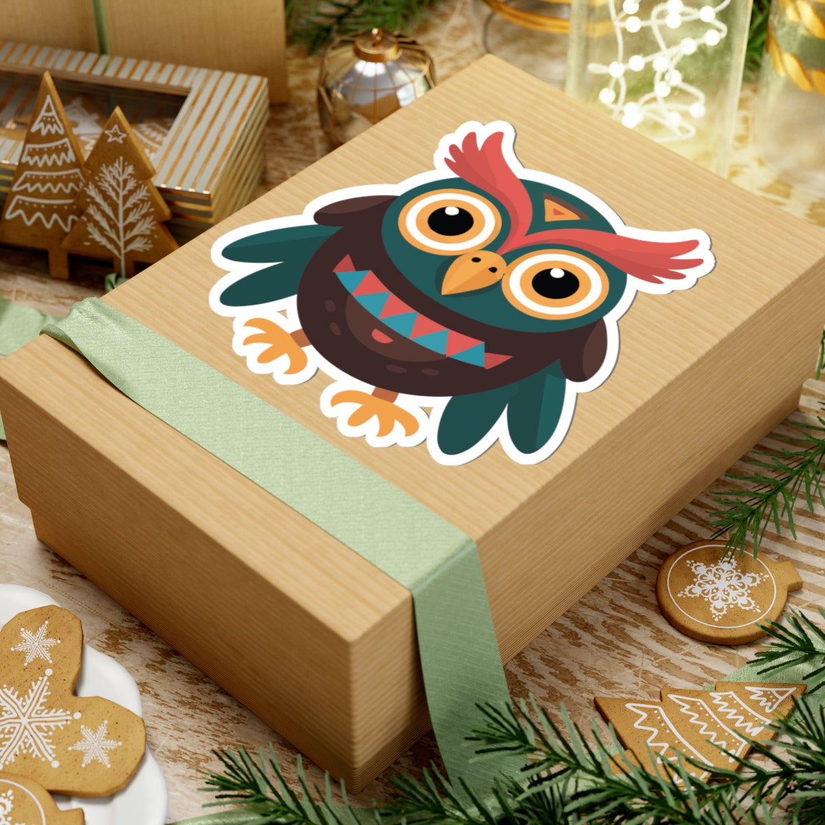 TEEZOCA geometric owl design with tribal patterns