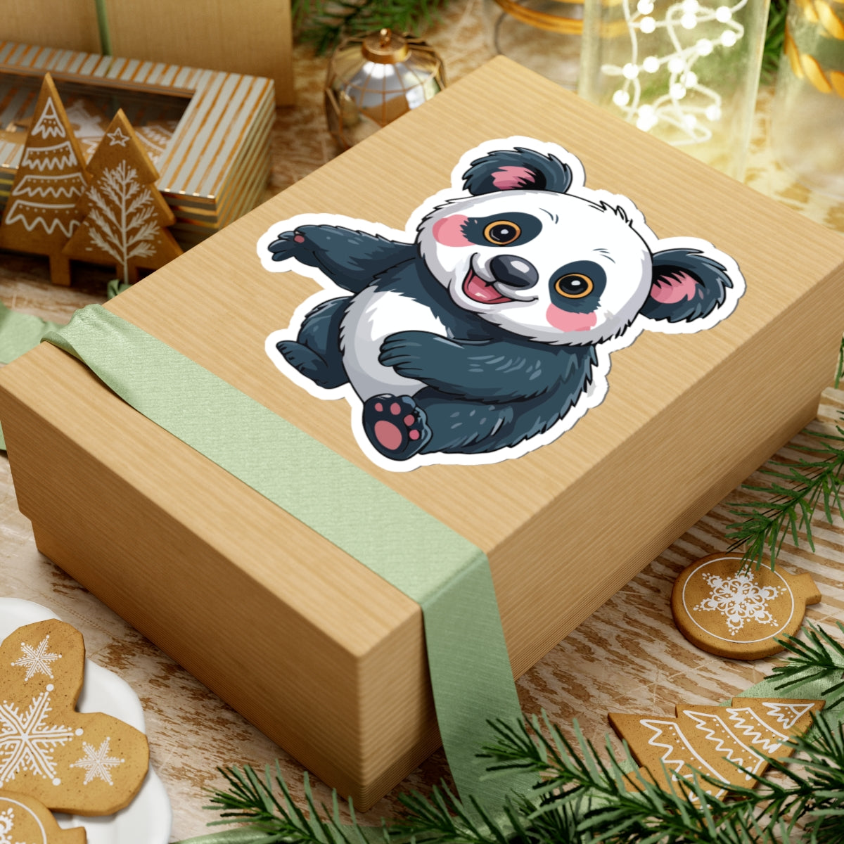 TEEZOCA adorable panda bear sticker happy character design