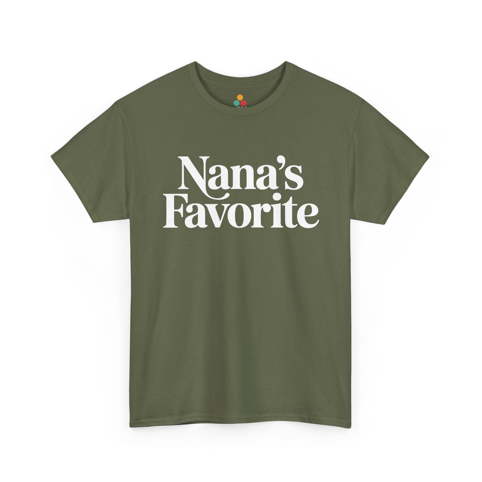  Light olive t‑shirt with white “Nana’s Favorite” text, flat view.