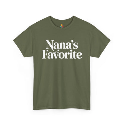  Light olive t‑shirt with white “Nana’s Favorite” text, flat view.