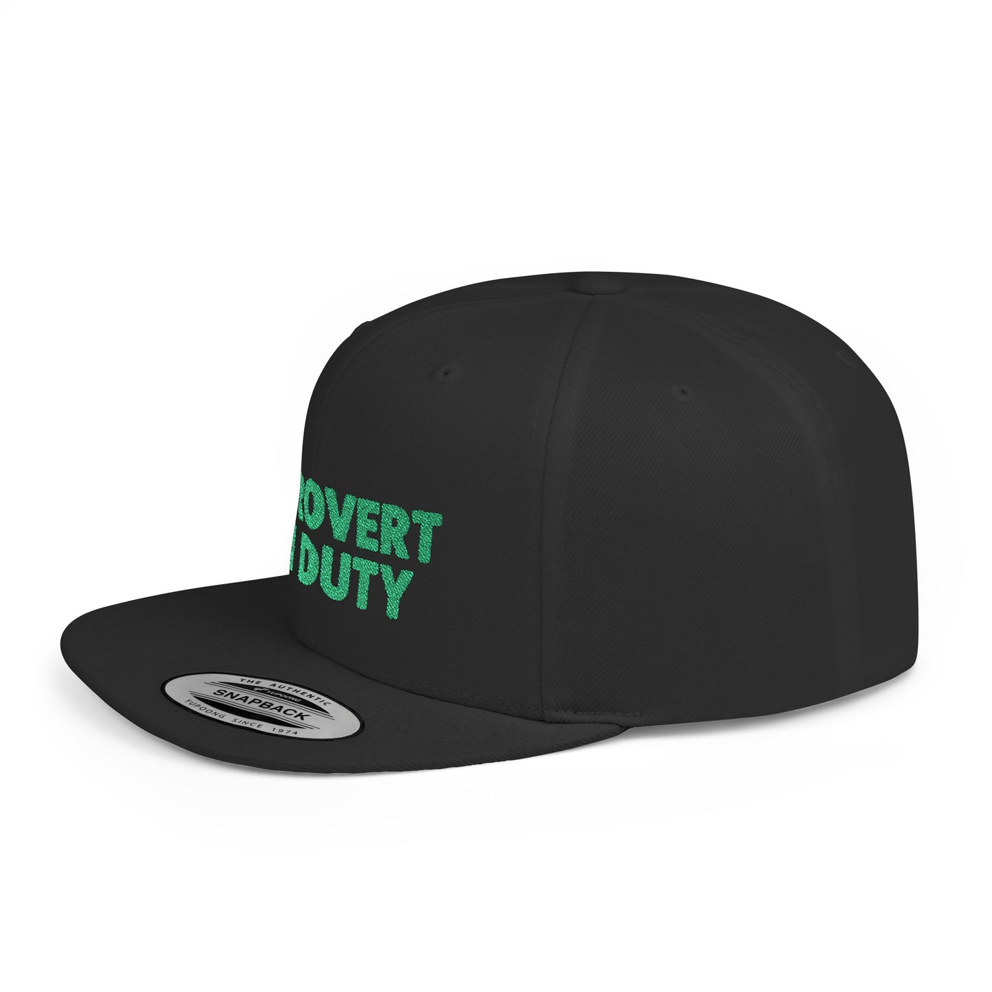 Black cap with 'Covert Duty' text on a white background