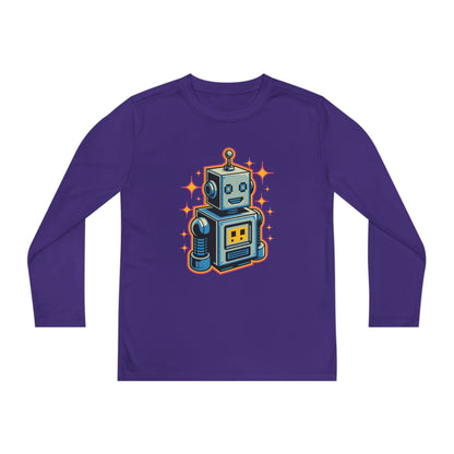 Kids Retro Robot Long Sleeve Tee — Cute Vintage Space Bot Graphic Shirt TEEZOCA