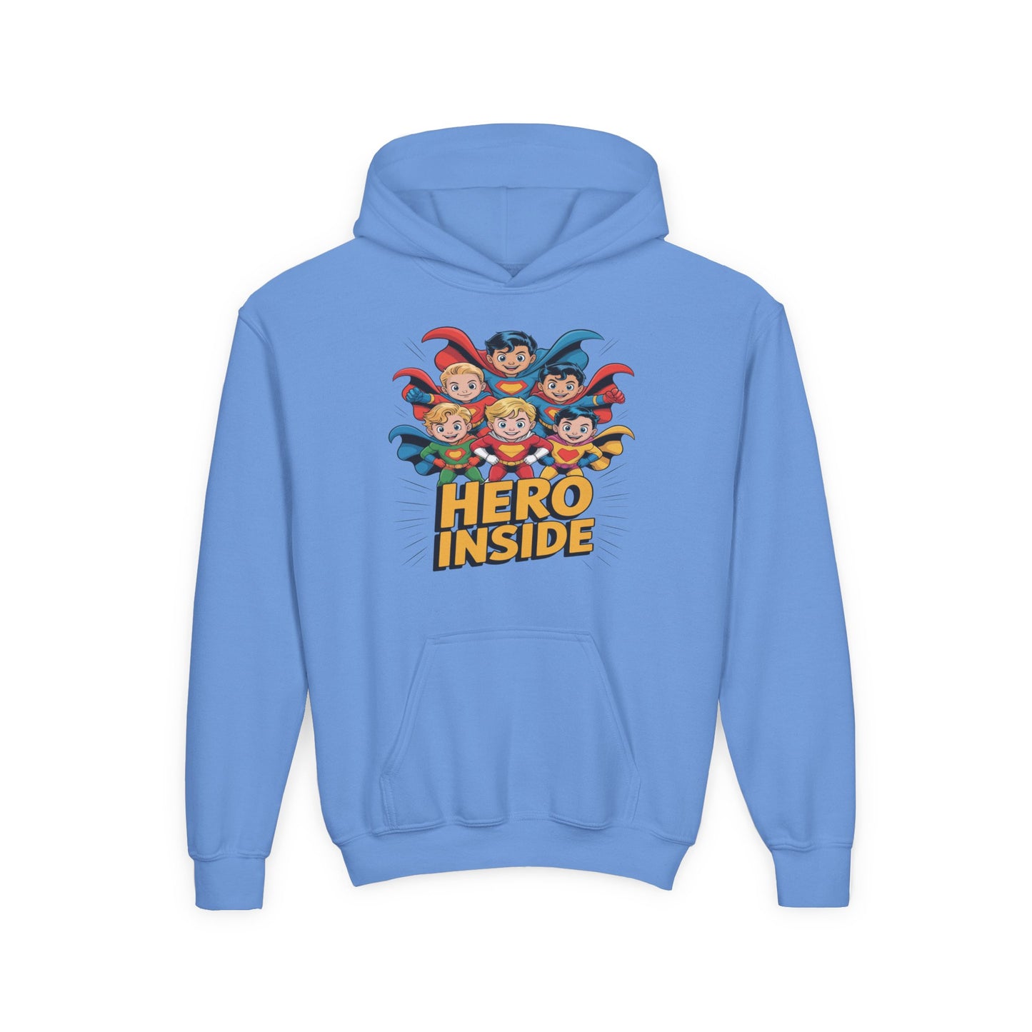 Youth Hoodie — "Hero Inside" Superhero Kids Pullover TEEZOCA