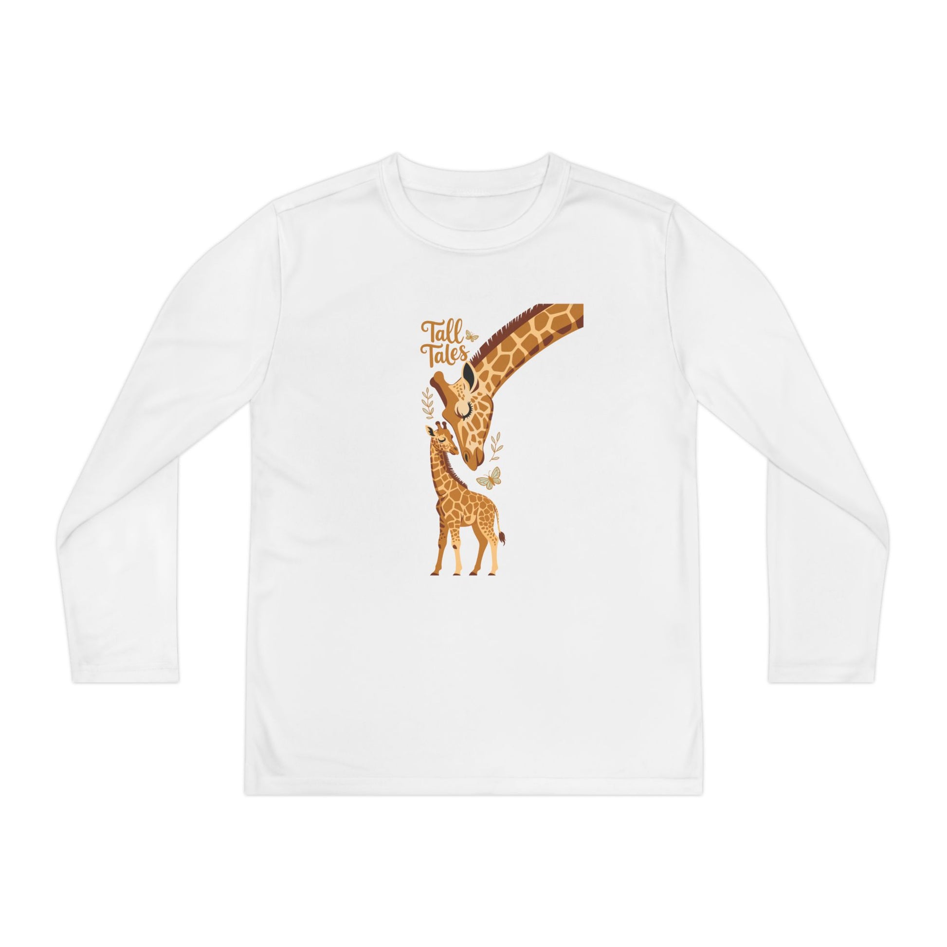 Youth Long Sleeve Tee — Cute Giraffe Mom & Baby “Talk Talk” Graphic TEEZOCA