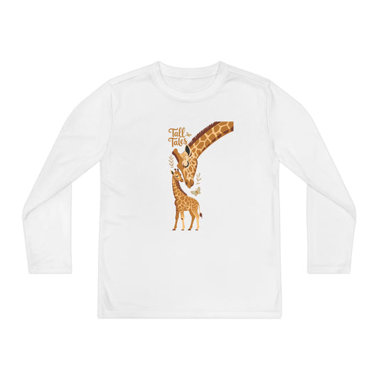 Youth Long Sleeve Tee — Cute Giraffe Mom & Baby “Talk Talk” Graphic TEEZOCA