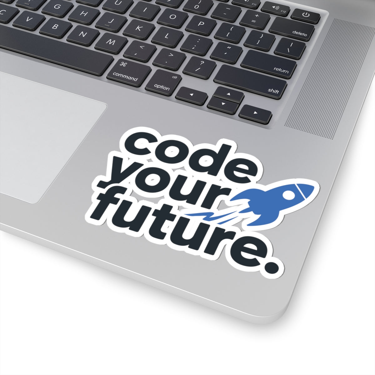 TEEZOCA code your future coding sticker with rocket graphic