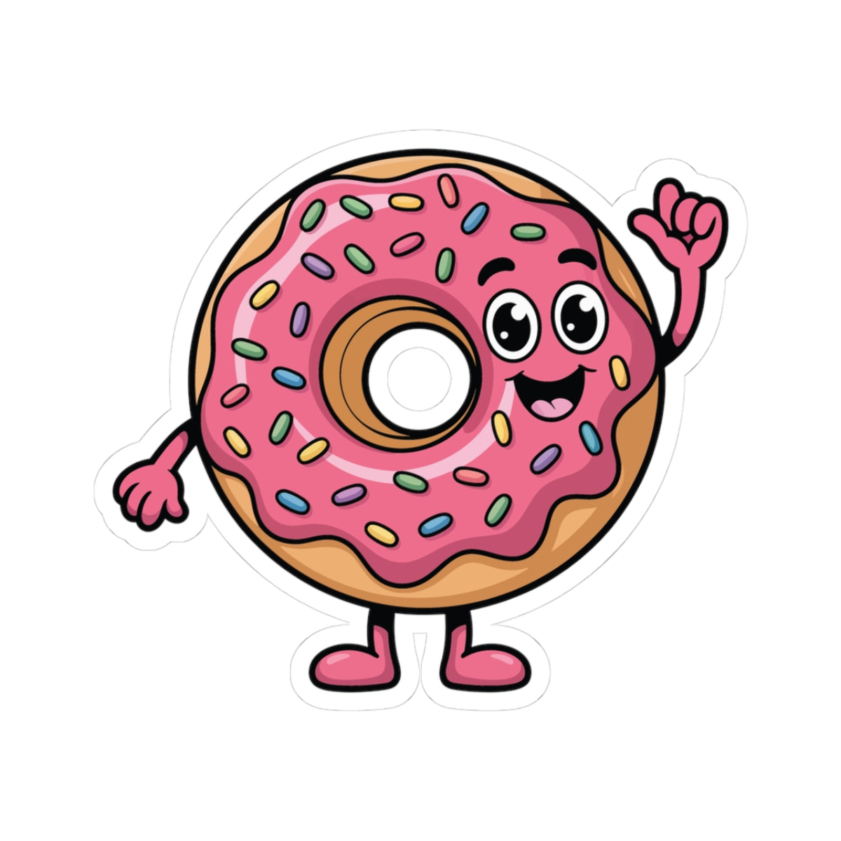 TEEZOCA cute pink donut sticker cartoon donut with sprinkles