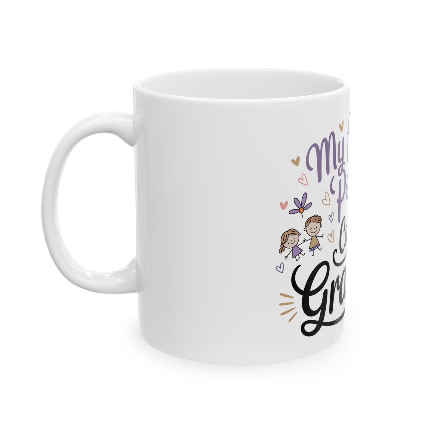 TEEZOCA mug displaying My Favorite People Call Me Grandma lettering and heart accents
