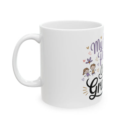TEEZOCA mug displaying My Favorite People Call Me Grandma lettering and heart accents