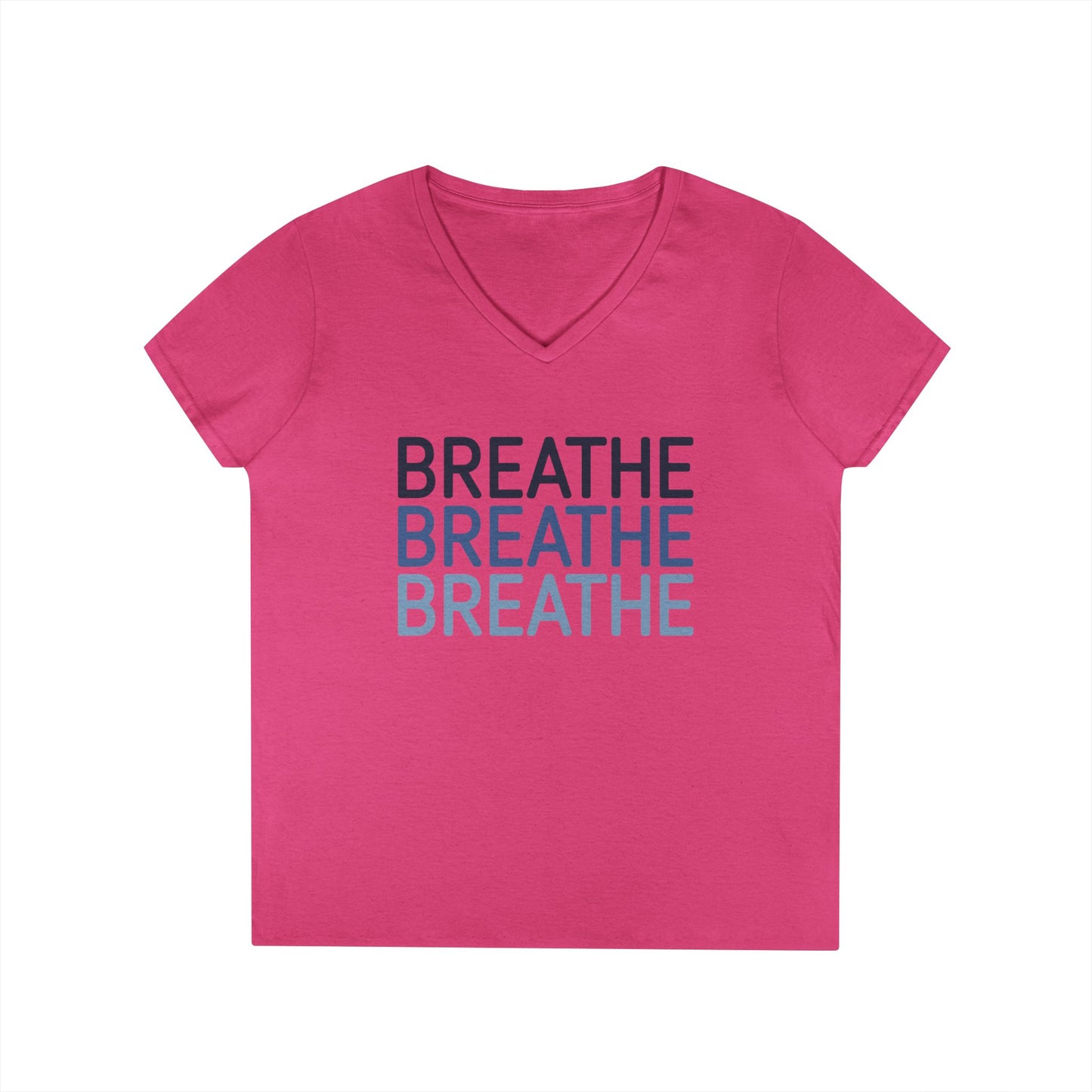 Breathe Breathe Breathe Mindfulness Message V-Neck T-Shirt | TEEZOCA 