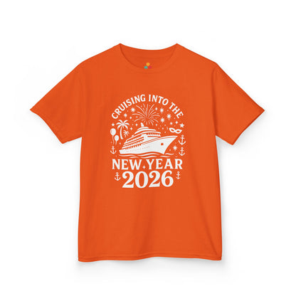 Orange t-shirt with New Year 2026 design on a white background