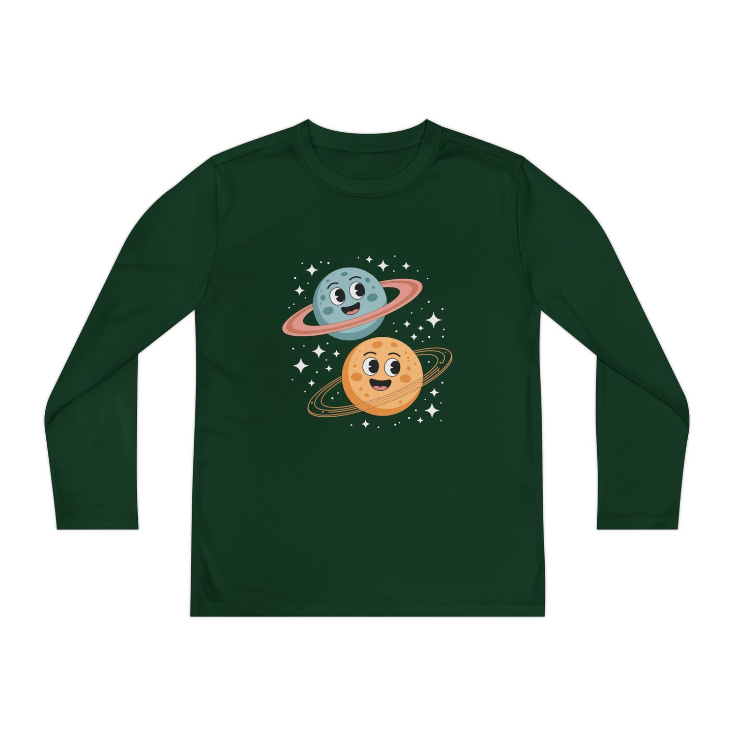 Kids Long Sleeve Tee — Cute Smiling Planets Space Shirt TEEZOCA