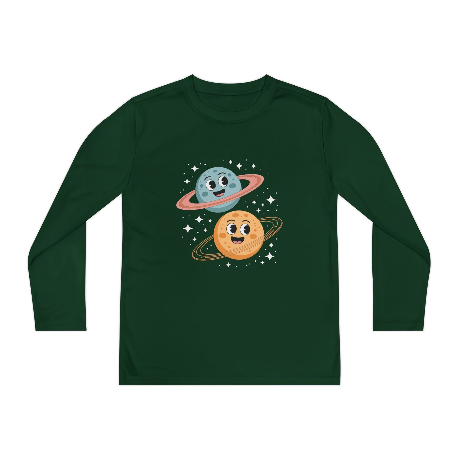 Kids Long Sleeve Tee — Cute Smiling Planets Space Shirt TEEZOCA