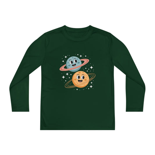 Kids Long Sleeve Tee — Cute Smiling Planets Space Shirt TEEZOCA