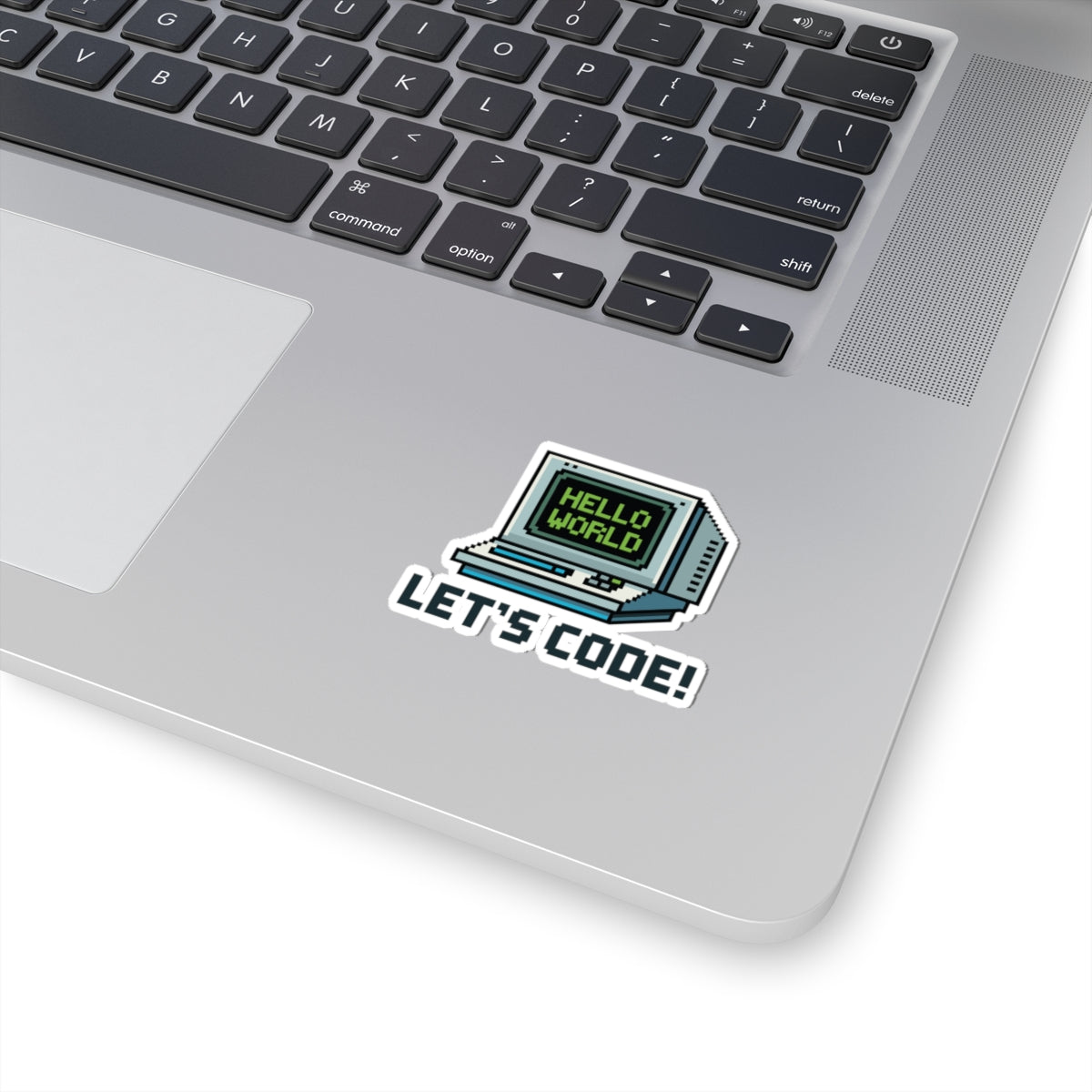 TEEZOCA programmer sticker pixel computer with hello world screen and text