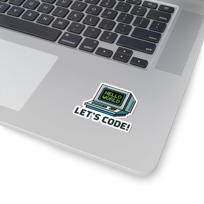 TEEZOCA programmer sticker pixel computer with hello world screen and text