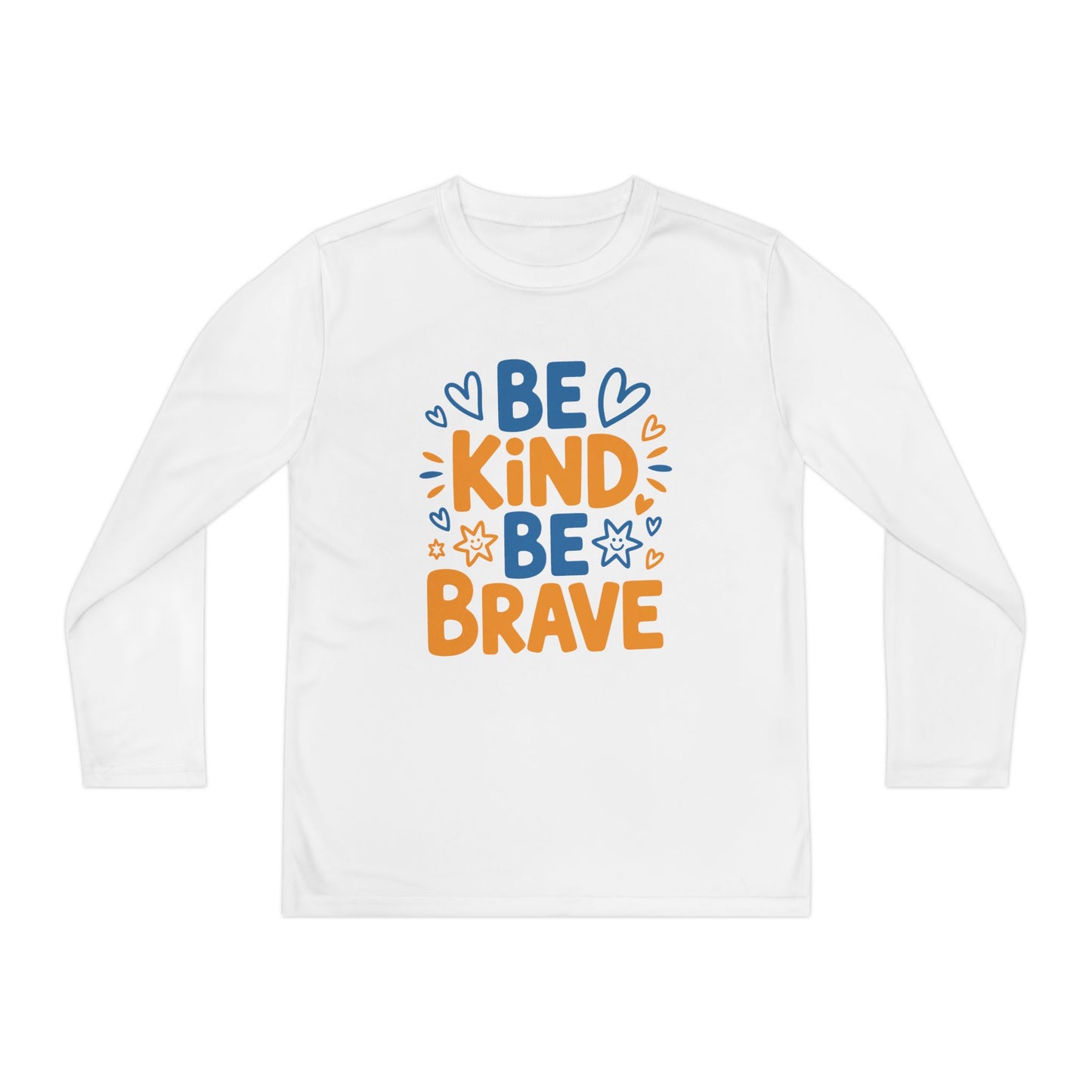 Be Kind Be Brave Youth Long Sleeve Tee — Positive Kids’ Motivational Shirt TEEZOCA