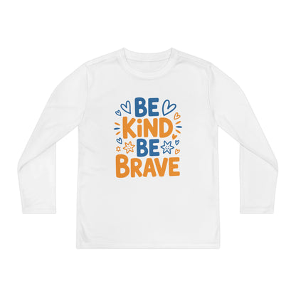 Be Kind Be Brave Youth Long Sleeve Tee — Positive Kids’ Motivational Shirt TEEZOCA