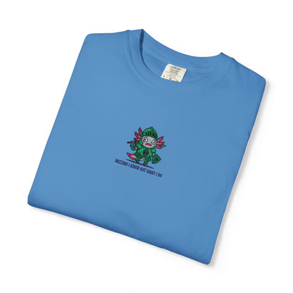 Comfort Colors® Axolotl Knight Embroidered T-Shirt – Huzzah! I Know Not What I Do | TEEZOCA 