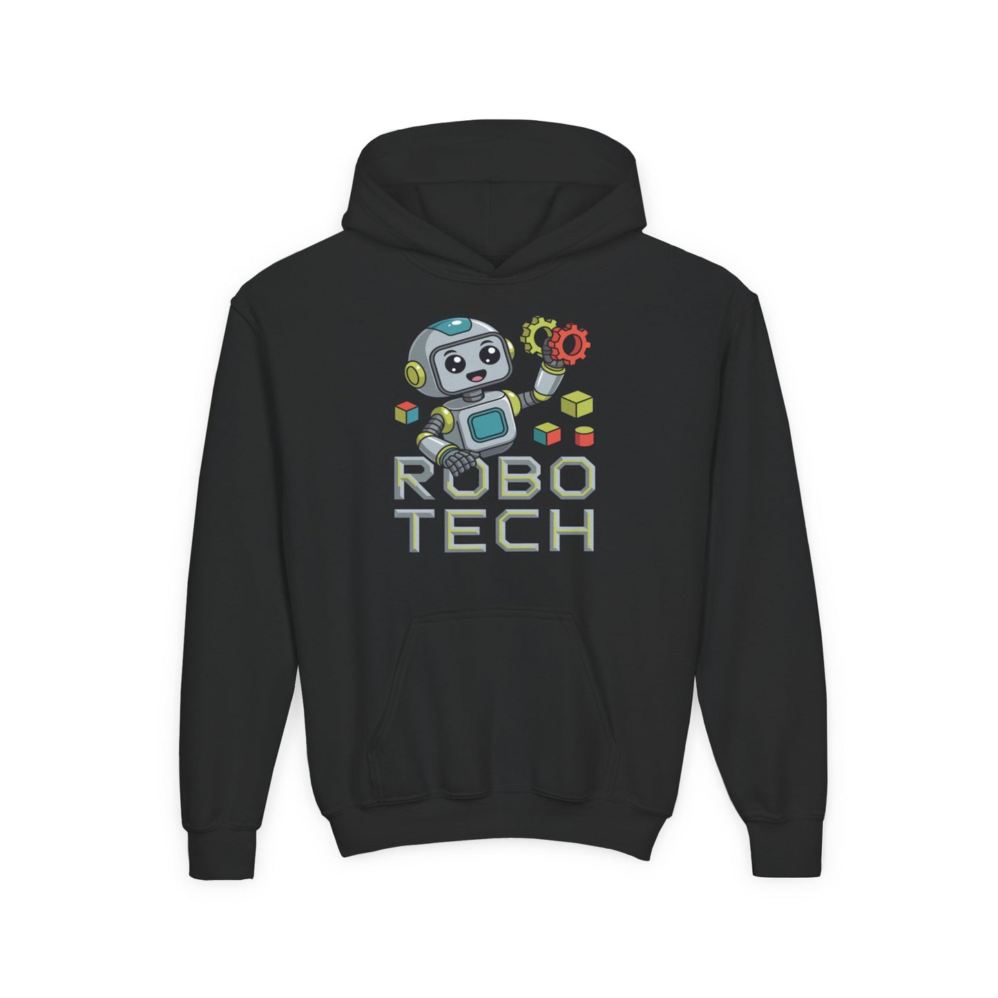 Youth Hoodie — Robo Tech Cute Robot Graphic for Kids (STEM, Robotics Club Gift) TEEZOCA