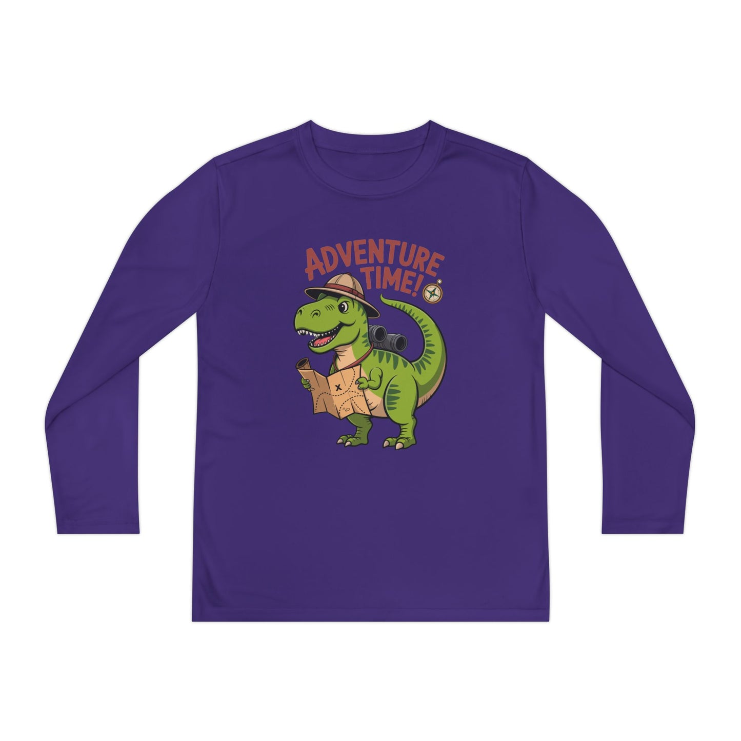 Adventure Time Kids Long Sleeve Tee — Explorer T-Rex Map Shirt TEEZOCA