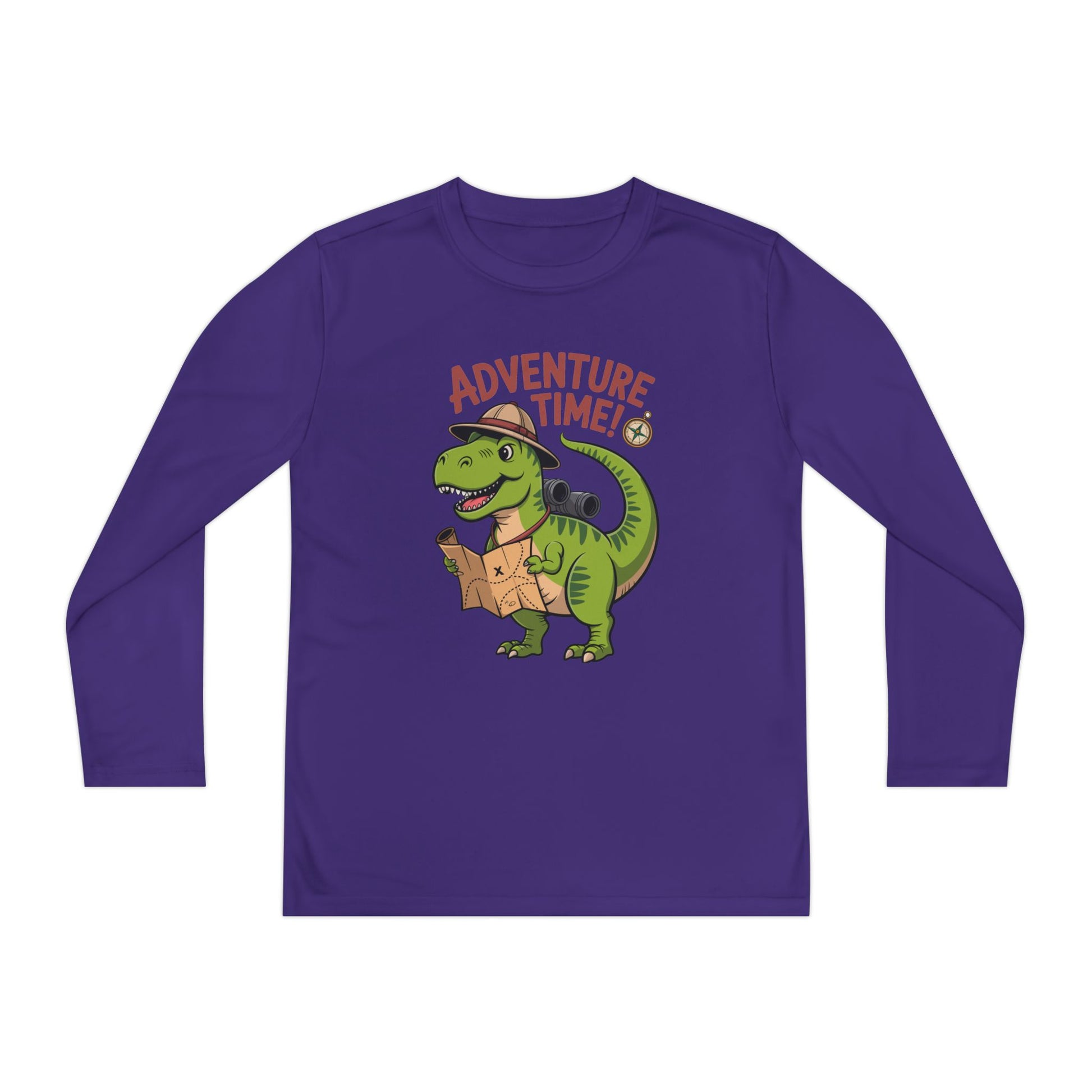 Adventure Time Kids Long Sleeve Tee — Explorer T-Rex Map Shirt TEEZOCA