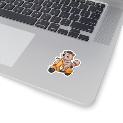 TEEZOCA cute bear riding scooter sticker with beanie