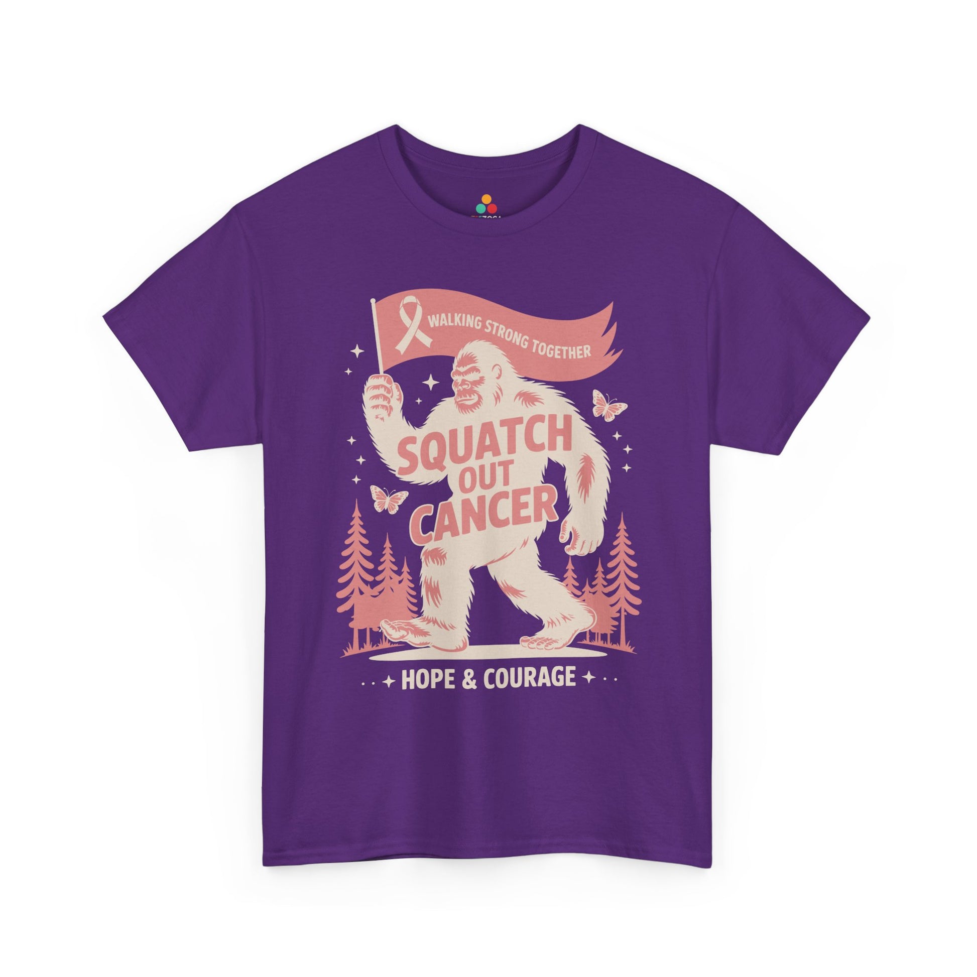 Squatch Out Cancer Hope & Courage Breast Cancer Awareness Unisex T-shirt | TEEZOCA 