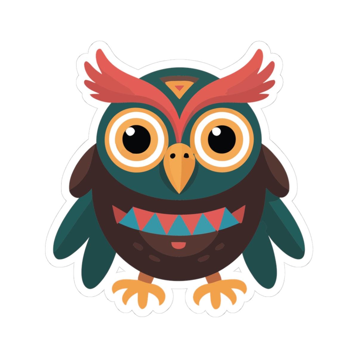 TEEZOCA tribal geometric owl sticker with bold colors