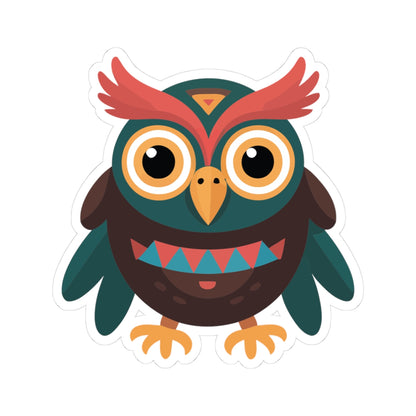 TEEZOCA tribal geometric owl sticker with bold colors