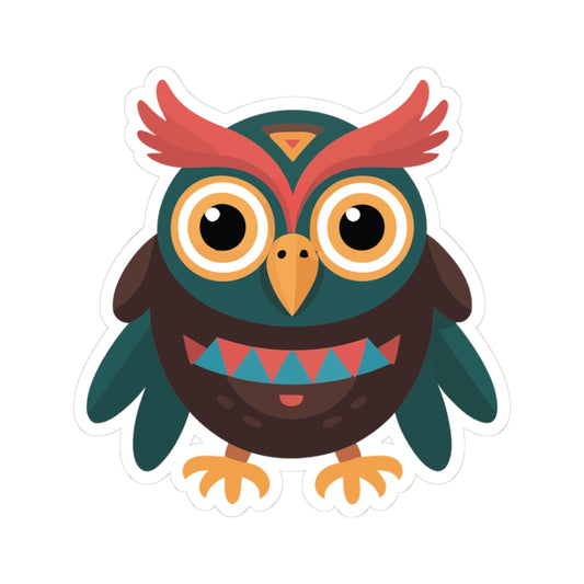 TEEZOCA tribal geometric owl sticker with bold colors