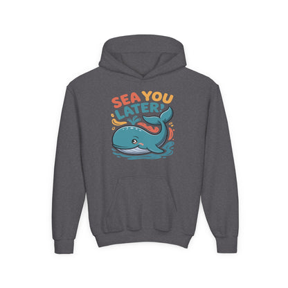 Sea You Later Whale Hoodie — Cute Kids Ocean Graphic Hooded Sweatshirt TEEZOCA