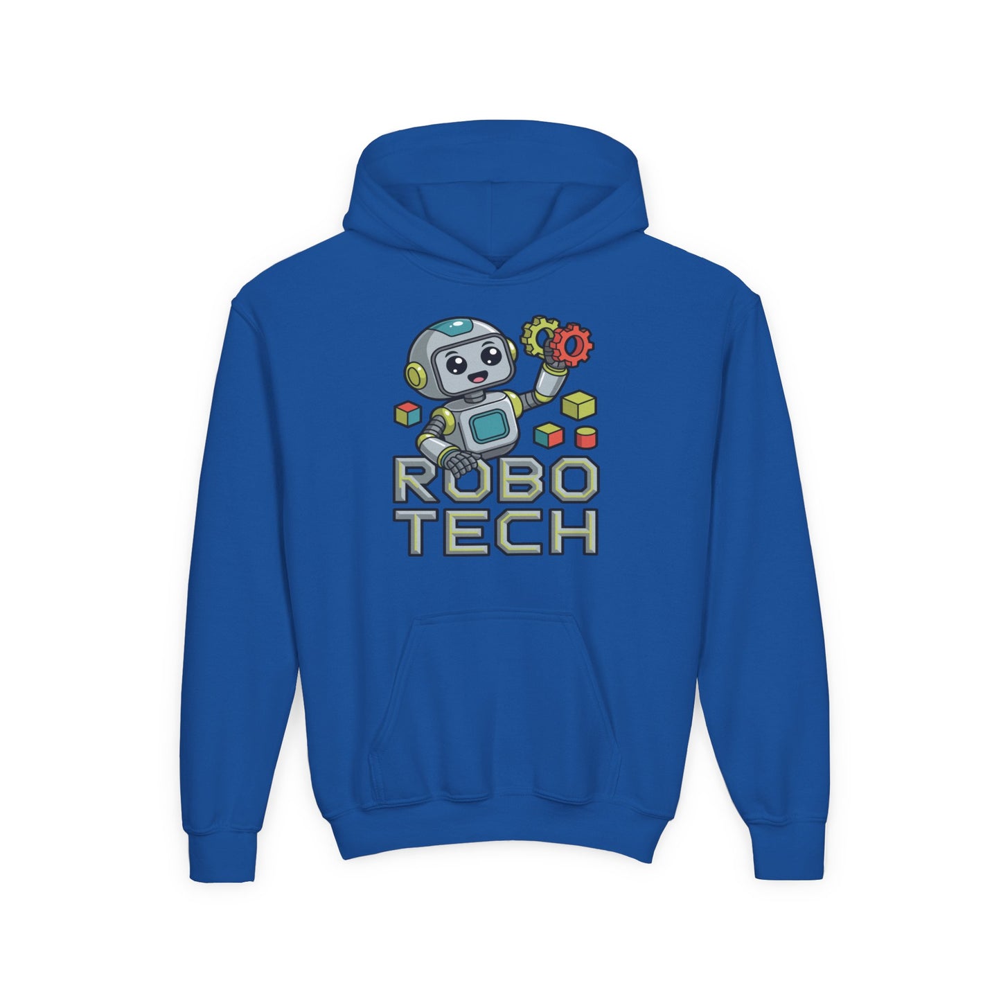 Youth Hoodie — Robo Tech Cute Robot Graphic for Kids (STEM, Robotics Club Gift) TEEZOCA